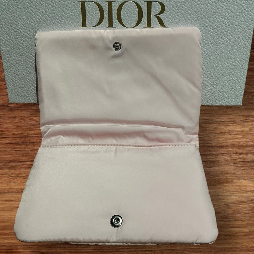 Dior Pink Folding Puffy Cosmetic Bag Pouch Clutch Travel Makeup - Picture 4 of 11